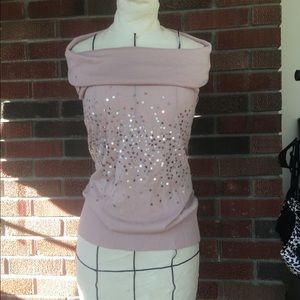 LOFT pink sleeveless off shoulder sweater NWT